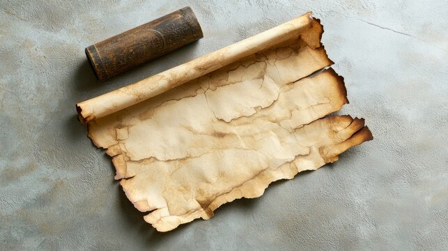 Vintage Scroll and Old Cylinder on Textured Surface