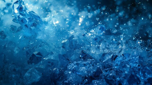 Futuristic Abstract Blue Crystal Background with Geometric Facets
