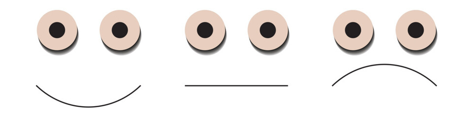 Minimal face expressions icons set with eyes and mouth emotions