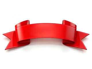red ribbon banner glossy curved design background