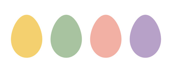 Set simple pastel Easter eggs in soft muted colors isolated on white. For Easter design, spring decorations, greeting cards, invitations, posters, packaging, branding and seasonal backgrounds. © miss LEMON