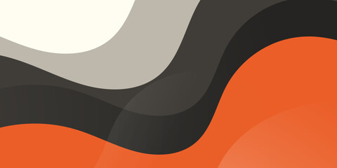 Abstract wave background with orange and gray color overlap shapes pattern design. Papercut style banner element concept.