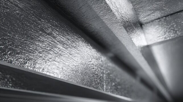 Close up of textured metallic surface with parallel lines and shadows Abstract