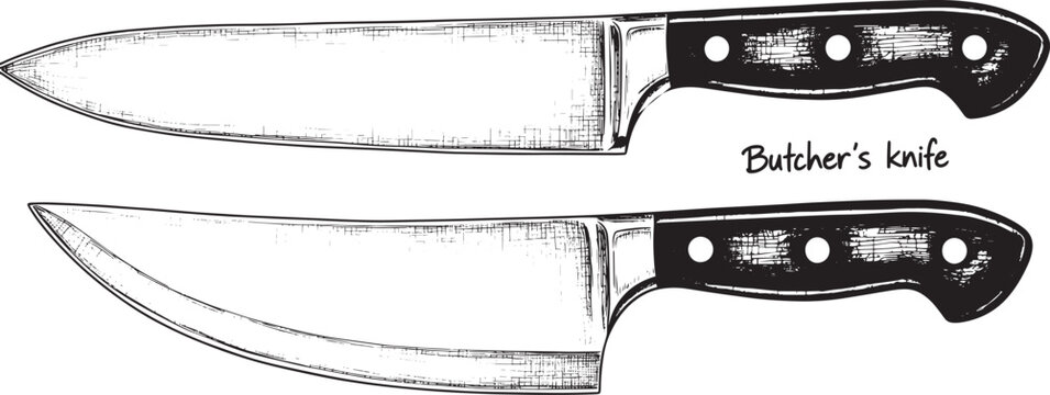 butchers knives with black handles