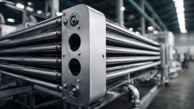 Industrial heat exchanger with numerous parallel metallic tubes and circular openings on the manifold