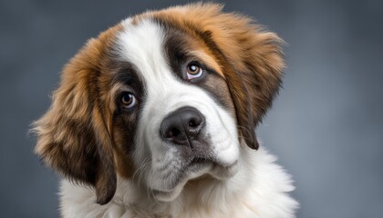 Charming Portrait of a Saint Bernard A Gentle Giant Exuding Grace and Loyalty in a Natural Setting