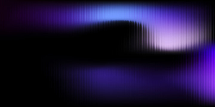 Abstract wave of vertical glass grooves with a deep purple-blue gradient on black. Atmospheric texture and motion ideal for tech, music, or futuristic design backgrounds.