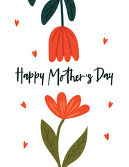 Mother's day greeting card, banner, invitation, poster with beautiful flowers, abstract floral banner