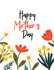 Mother's day greeting card, banner, invitation, poster with beautiful flowers, abstract floral banner