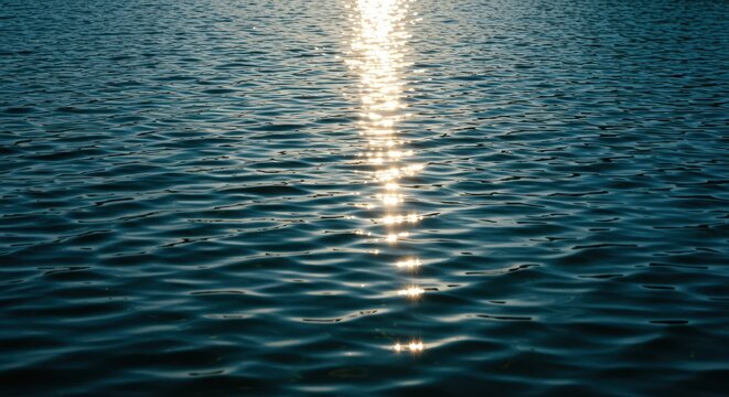 Sunlight shimmering brightly on the rippling surface of deep, clear lake water, creating a beautiful abstract reflection texture ,environment ,liquid pattern ,vibrant
