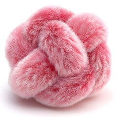 Pink furry knot ball isolated on white background