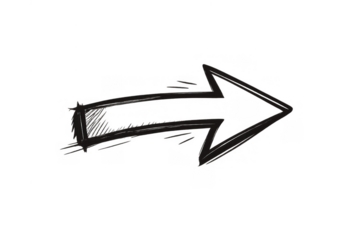 Hand drawing sketch arrow indicating direction, symbol of choice, growth, information, and navigation on transparent background