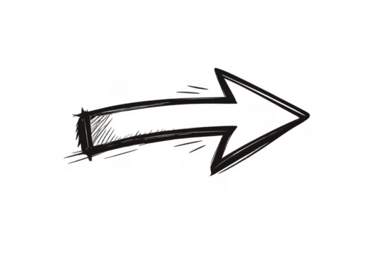 Hand drawing sketch arrow indicating direction, symbol of choice, growth, information, and navigation on transparent background - Powered by Adobe