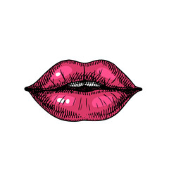 Sketch colored isolated lips. Medical aesthetic, dermatology, plastic surgery, beauty salon, cosmetics, skincare  concept. Hand drawn vector illustration.