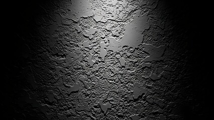 a dramatically lit close up image showcases a textured wall surface with deep shadows and highlights emphasizing the rough and uneven plaster