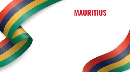 Obraz premium Mauritius Flag Ribbon Celebration Banner Design