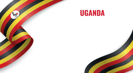 Uganda Flag Ribbon Celebration Banner Design