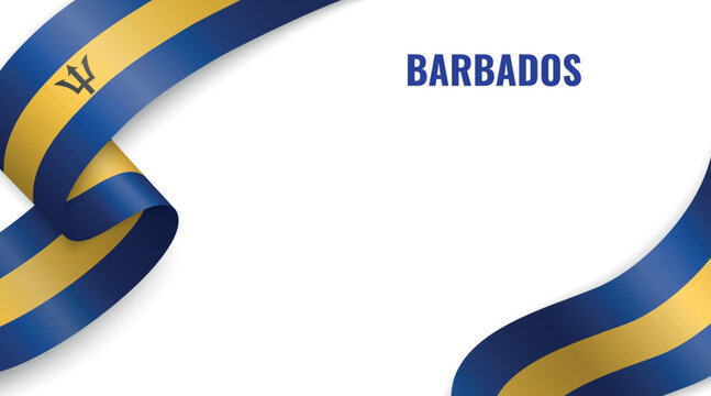 Barbados Flag Ribbon Celebration Banner Design
