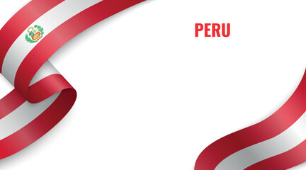 Peru Flag Ribbon Celebration Banner Design
