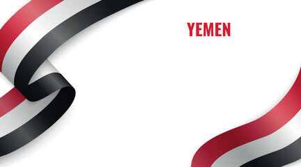 Obraz premium Yemen Flag Ribbon Celebration Banner Design