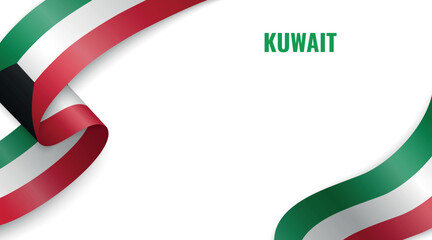 Kuwait Flag Ribbon Celebration Banner Design