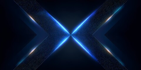 Abstract blue light beams converge in an X shape on a dark background, creating a dynamic and modern design.