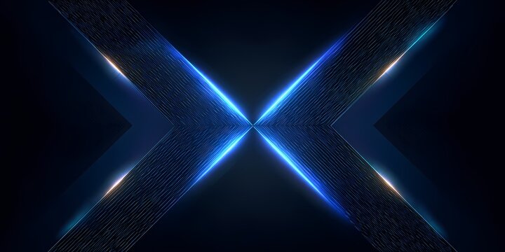 Abstract blue light beams converge in an X shape on a dark background, creating a dynamic and modern design.