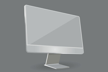 A high-quality stock image featuring a clean, minimalist desktop monitor with a black screen, set against a white background. The monitor's sleek, modern design makes it suitable for showcasing techno