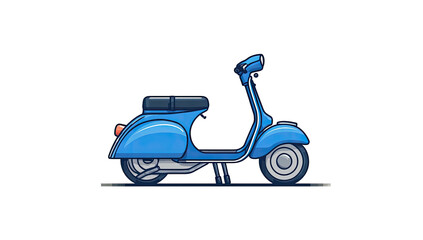 Obraz premium A side-view illustration of a light blue vintage scooter against a black background