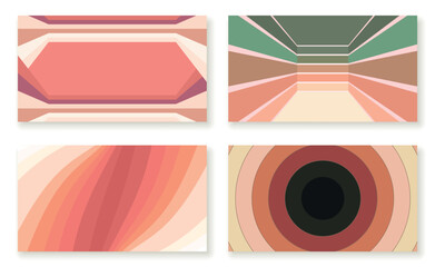 Abstract Retro Card Backgrounds Set