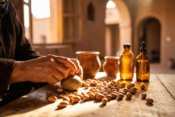Arquitectura tradicional marroqu&iacute; con puerta decorada en ciudad antigua