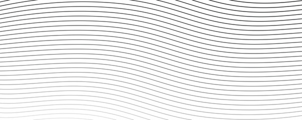 Abstract black and white background with smooth horizontal wavy lines forming a flowing linear pattern. Minimal composition creates gentle motion and modern visual rhythm.