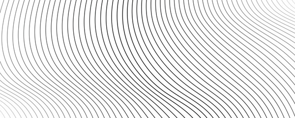 Abstract black and white background with smooth horizontal wavy lines forming a flowing linear pattern. Minimal composition creates gentle motion and modern visual rhythm.