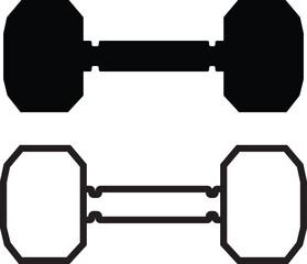 Set of dumbbell gym icons, collection of fitness weight training symbols, group of flat line vector illustrations, add barbell, workout, exercise, strength equipment, black icon