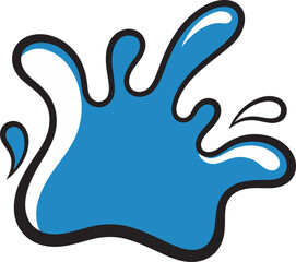 Obraz premium Blue handprint with liquid splash effect illustration.