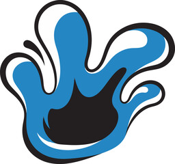 Obraz premium Stylized blue water splash illustration with black outline and white background.