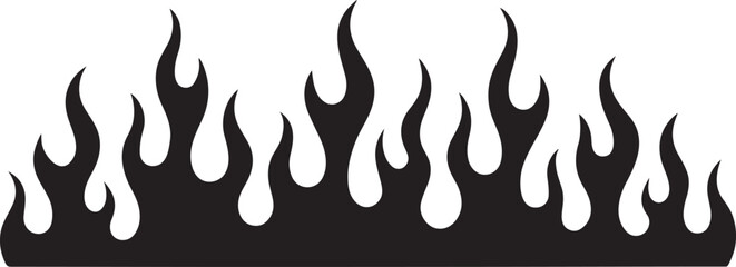 Flame fire border frame silhouette template for warning, decoration, abstract design use.