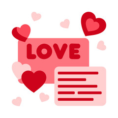 Vector icon of an envelope with the inscription Love written in a letter.