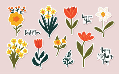 Vibrant Floral Stickers for Mother's Day Celebrations