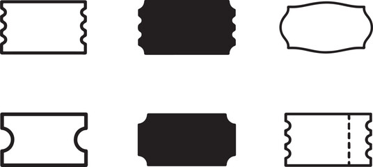 Minimal coupon outline icon set in silhouette style for discounts, promo, sale design use.