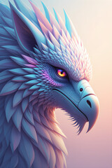Majestic Griffin Head with Fiery Eyes mythical creature