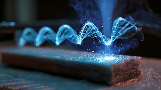3D Bioluminescent DNA Strand Welding Sparks in High-Tech Laboratory Setting - Powered by Adobe