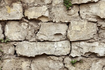 Fototapeta premium Distressed Rough Masonry Surface with Cracked Stone Texture and Architectural Pattern Details