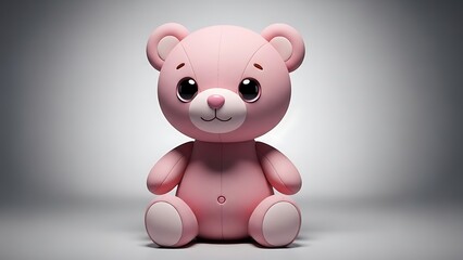 Fototapeta premium Adorable pink teddy bear toy with a cute face, presented in a clean and minimalist style
