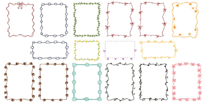 Hand-drawn decorative frames collection for borders and design isolated on white background