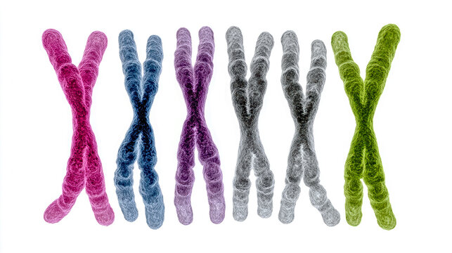 Array of diverse chromosomes symbolizing genetic variation and karyotype comparison