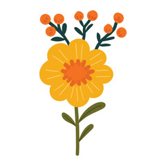 Flower element, Plant vector illustration, Digital flower design, Abstract floral item vector