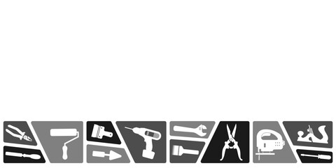 Professional handyman services concept. Vector banner template with repair tools and text space.  Set of repair tools in gray for your web site design, app, UI. EPS10.