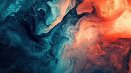 Abstract swirling colors of teal, orange, and peach