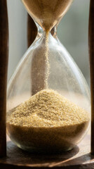 Passing time concept with sand in hourglass for time management and patience themes